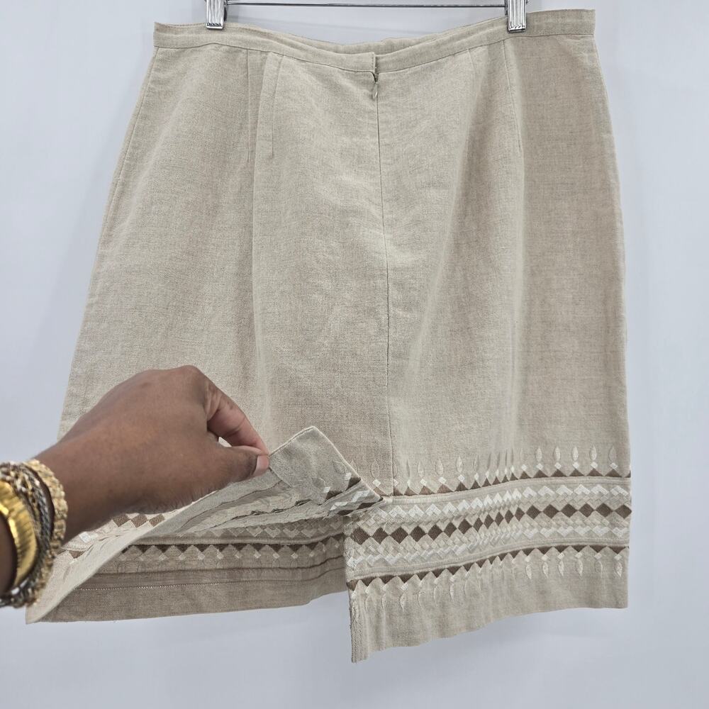 Talbots Women Vtg Coastal Elevated Staple Embroidered Irish Linen Blend Skirt 16 - Picture 6 of 10